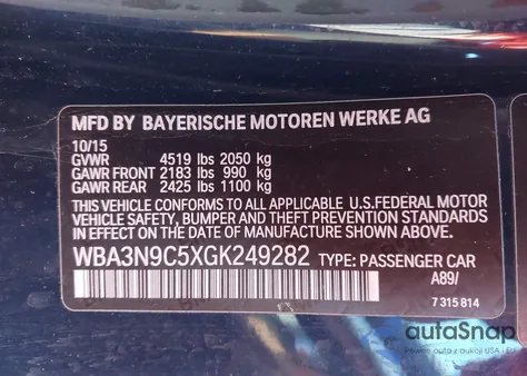 2016 BMW 428I xDrive z USA, uszkodzony, nr VIN WBA3N9C5XGK249282